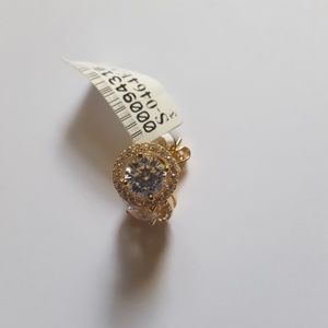 Silver Round Stud Earrings with Halo In Yellow